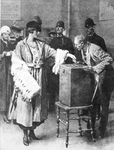 Historic picture in the Illustrated London News of a lady voting