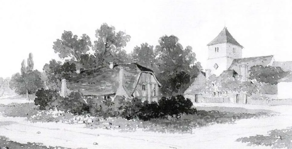 Edward Hassells painting of the almshouses