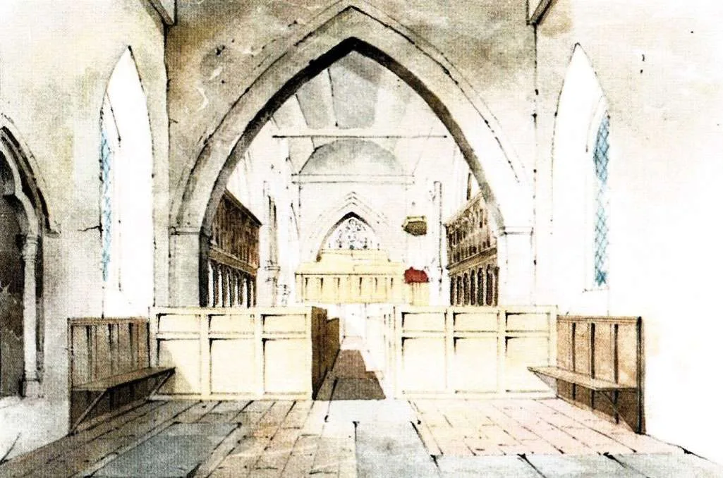The church interior painted by Edward Hassell