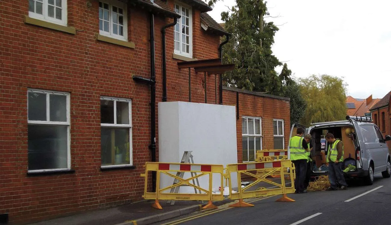Restoring Lloyds cash point after an attempted ram raid in September 2012
