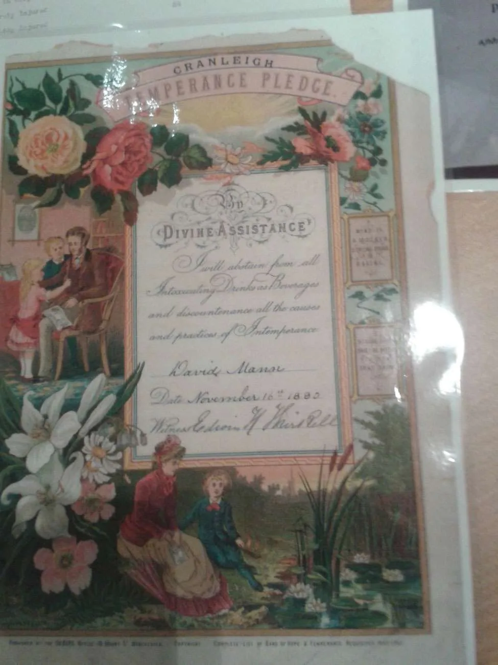 A temperance pledge, signed by David Mann in his late twenties (David Mann & Sons archives)