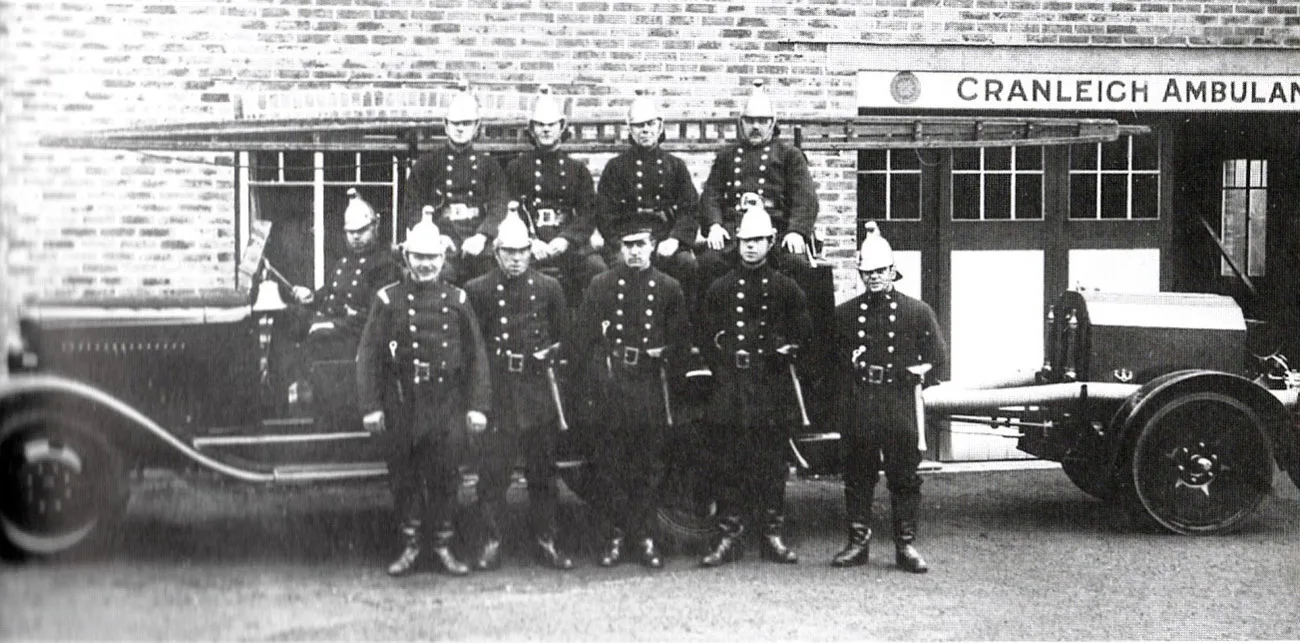 The Cranleigh Fire Brigade at the rear of the Masonic Hall in the 1930s Budgen Cranleigh a History 2008