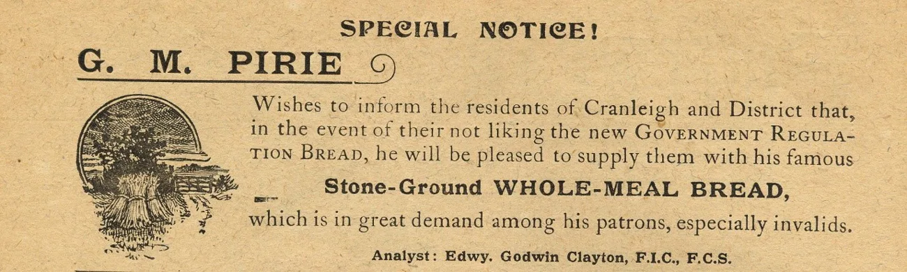 St Andrews Bakery advertisement, 1918