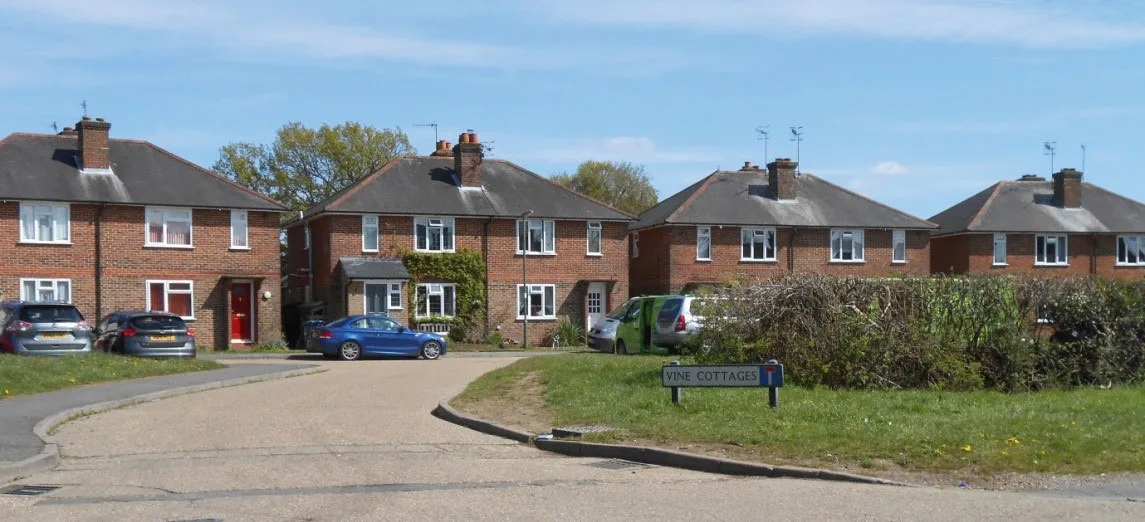 Vine Cottages, built on the farms fields, 2016
