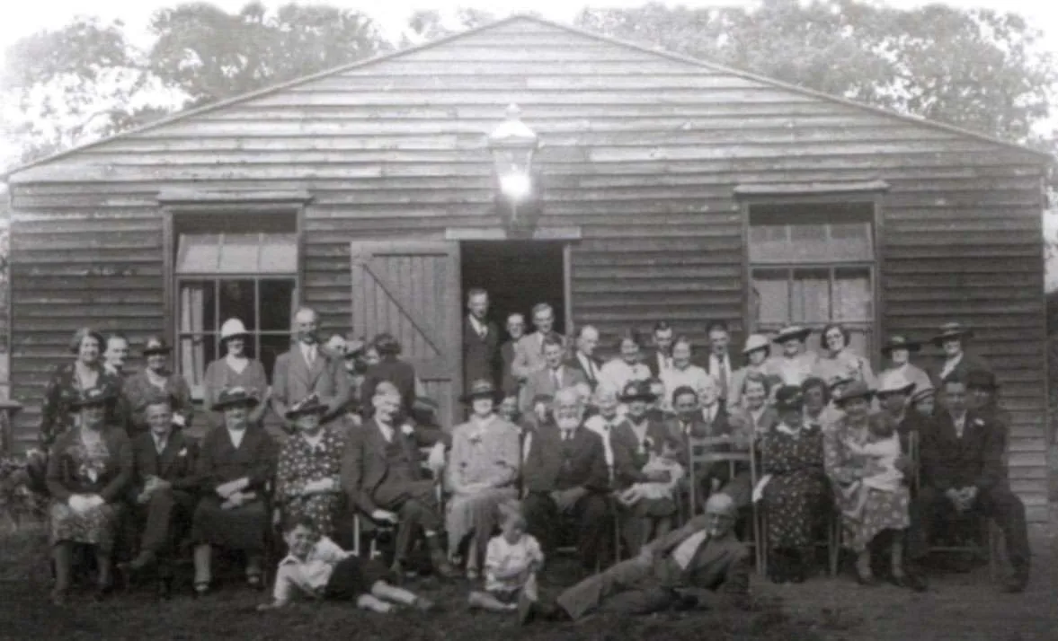 The Church Hut, built 1920 and destroyed 1944 a family wedding reception in 1938