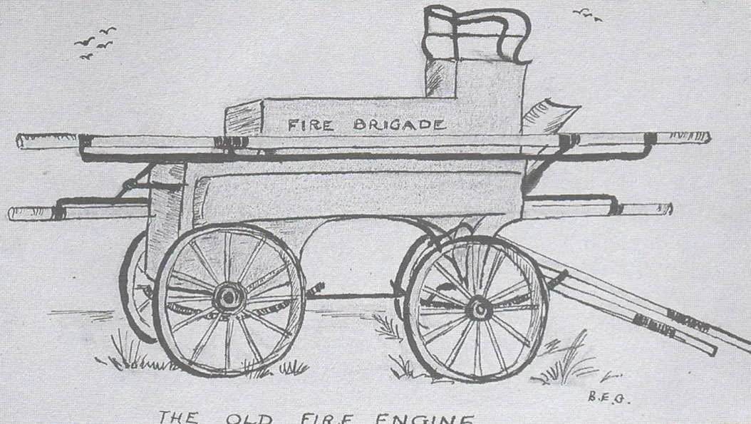 Drawing of horse drawn pump bought in 1912 (Budgen, Cranleigh a History)