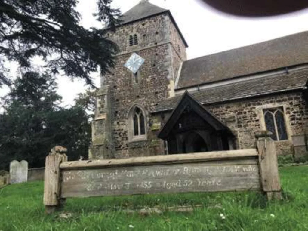 Wooden memorial to Martha Plaw