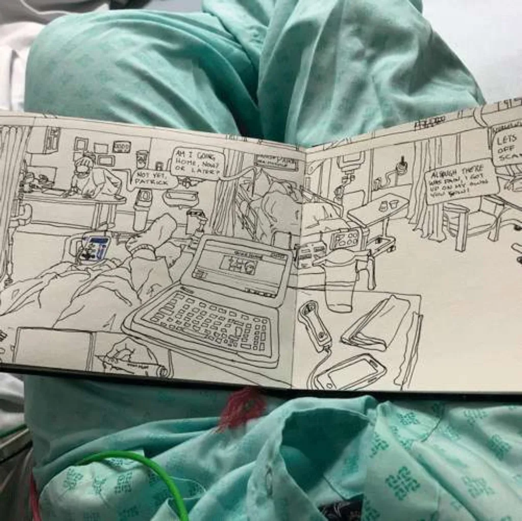 drawing hospital room