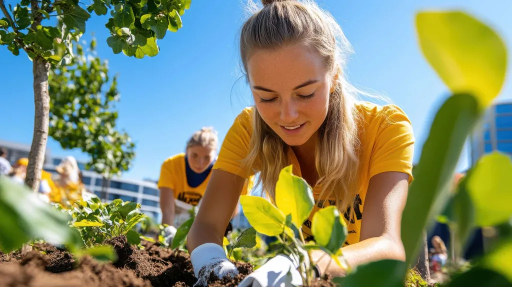 Volunteers participate in rewilding event at urban park to restore native plants and enhance green spaces