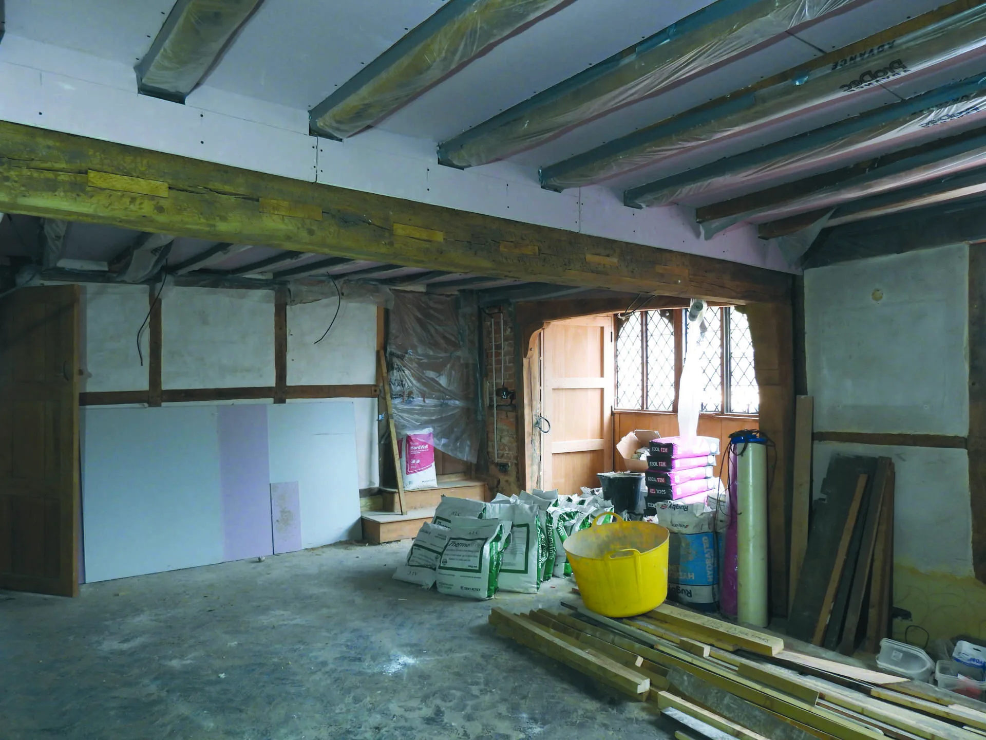 Detail of the cottage interior during fitting out