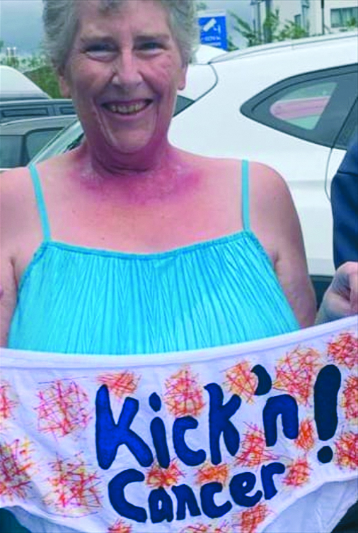 Bev, who shares her cancer journey, fundraising for Bosom Friends.