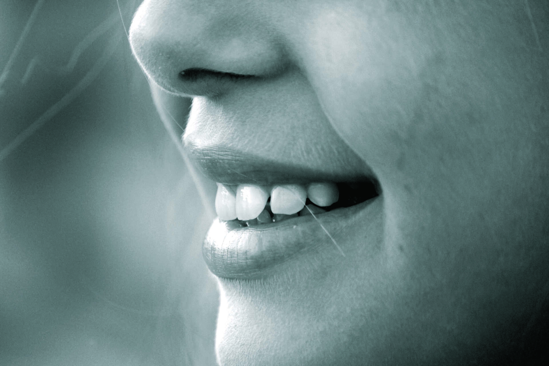 A close-up of the nose and mouth