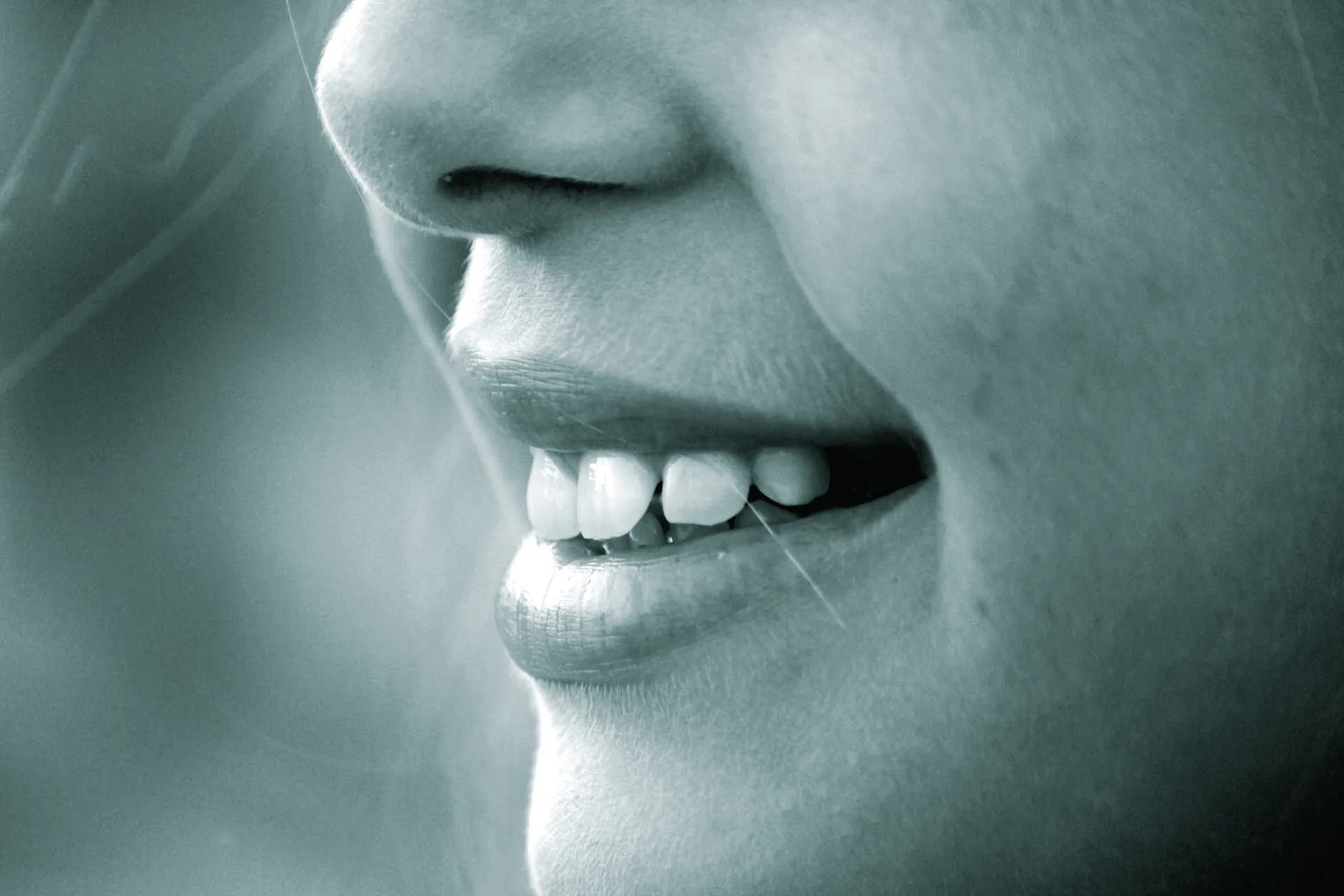 A close-up of the nose and mouth