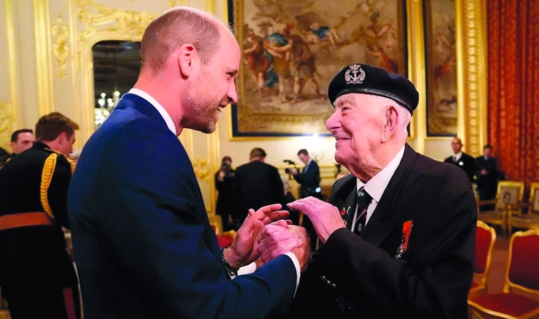Prince William speaking with Henry Rice at the 80th Anniversary of VJ Day commemorations at Windsor Castle in 2025