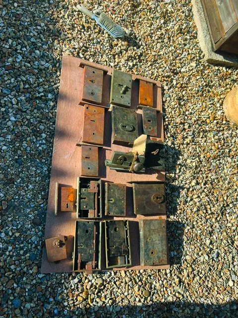 A board of 18th and 19th century locks from Windsor Castle and Buckingham Palace