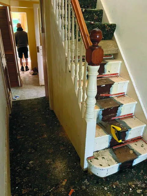 An Edwardian staircase section during removal