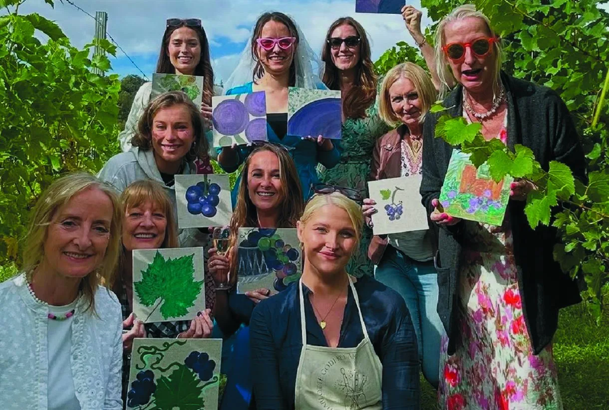 An outdoor painting session at Albury Vineyard