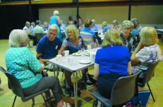 Tea and cake laid out at a Memory Lane session in Cranleigh
