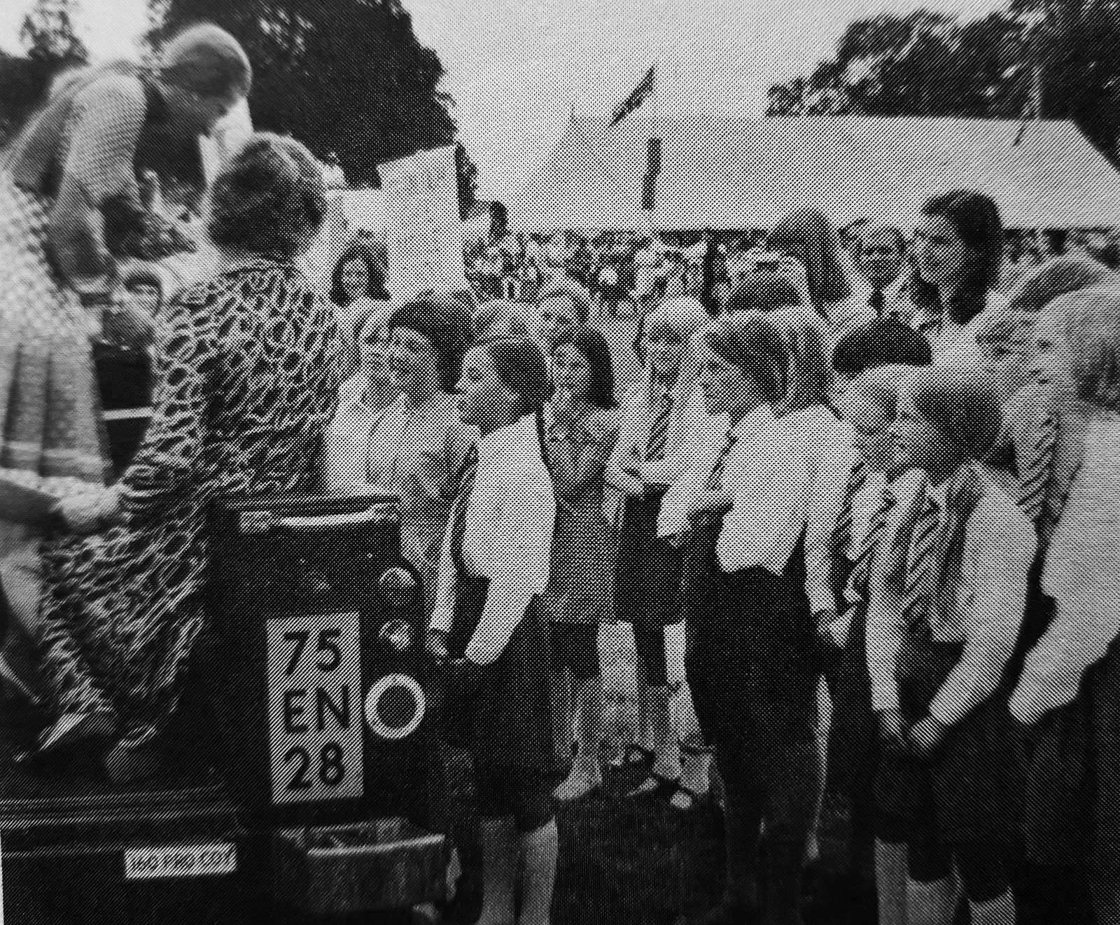 Princess Anne meeting a group of Cranleigh school children at the show in 1975
