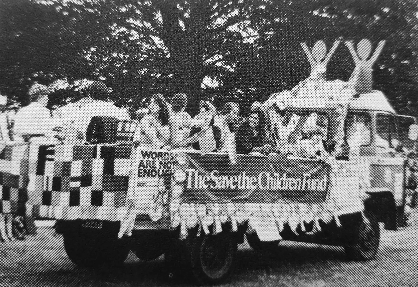 A decorated Save the Children Fund float at the Cranleigh Show in 1975