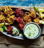 Rainbow Bhajis with Coriander